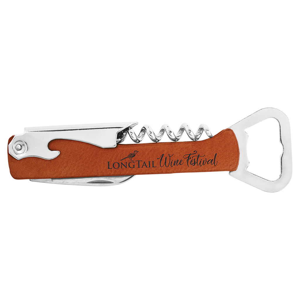 Branded Leatherette Wine Bottle Opener