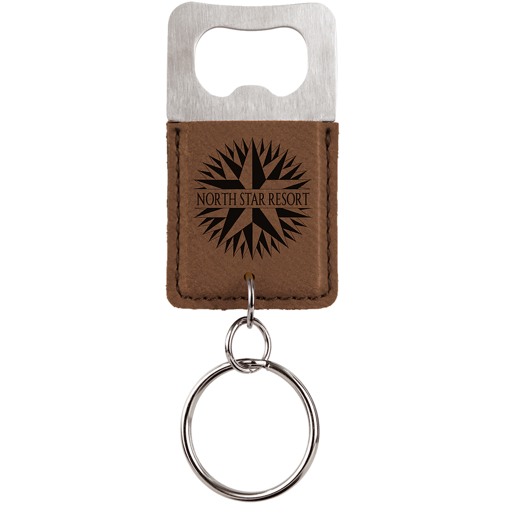 Rectangle Branded Leatherette Bottle Opener Keychain