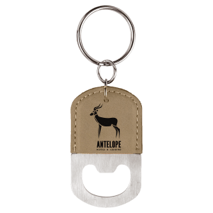 Oval Branded Leatherette Bottle Opener Keychain