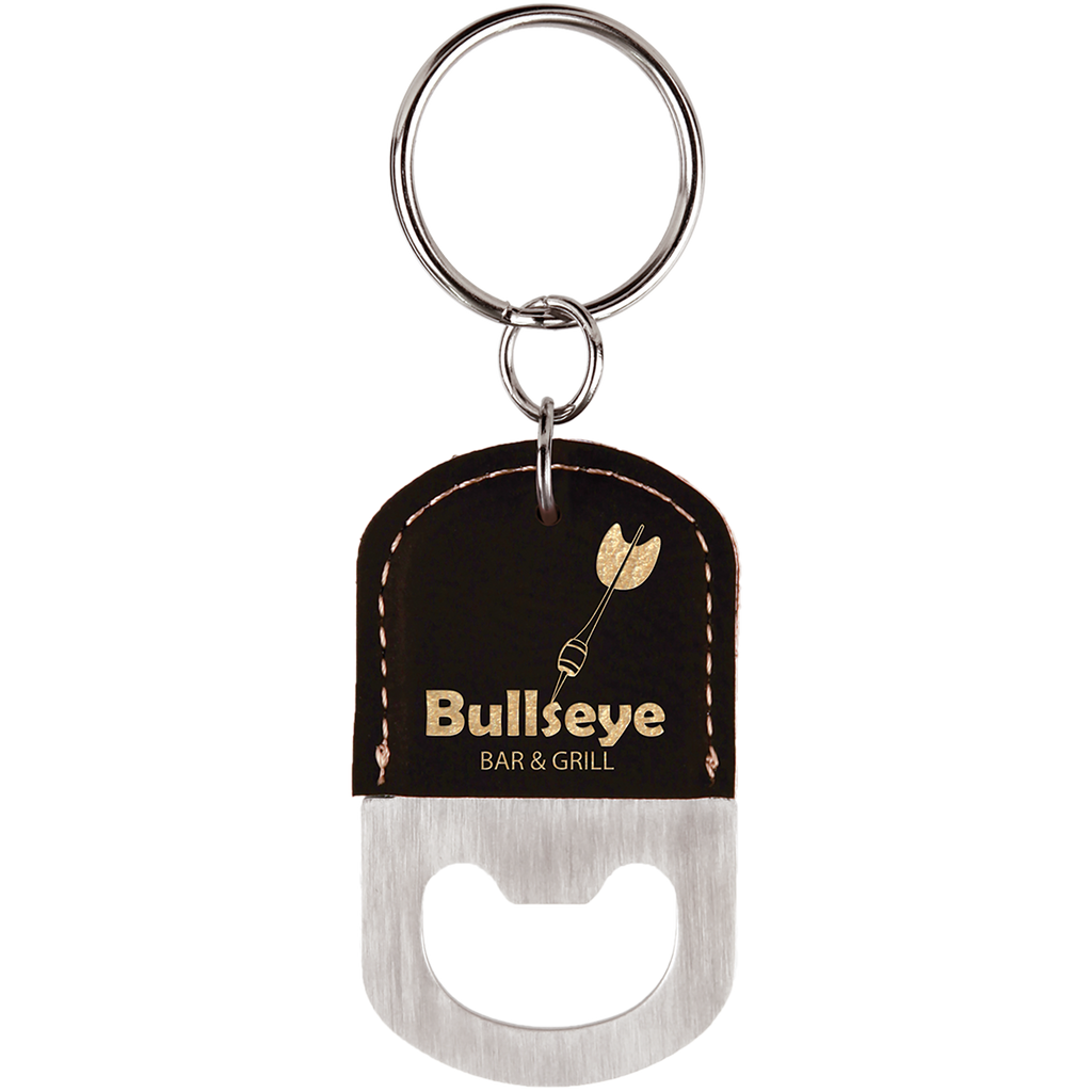 Oval Branded Leatherette Bottle Opener Keychain