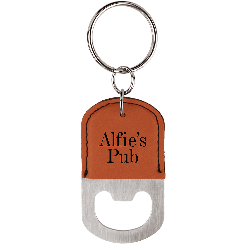 Oval Branded Leatherette Bottle Opener Keychain