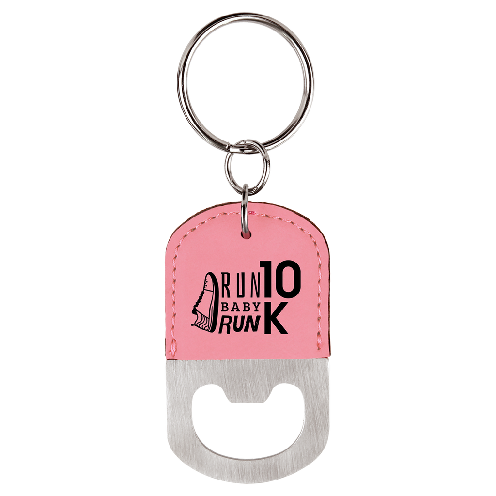 Oval Branded Leatherette Bottle Opener Keychain