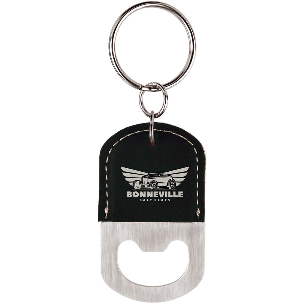 Oval Branded Leatherette Bottle Opener Keychain