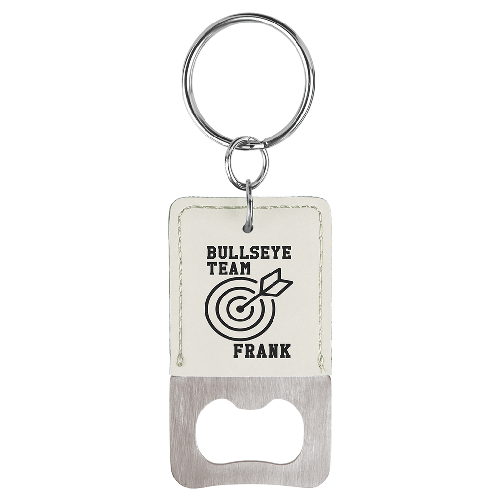 Rectangle Branded Leatherette Bottle Opener Keychain