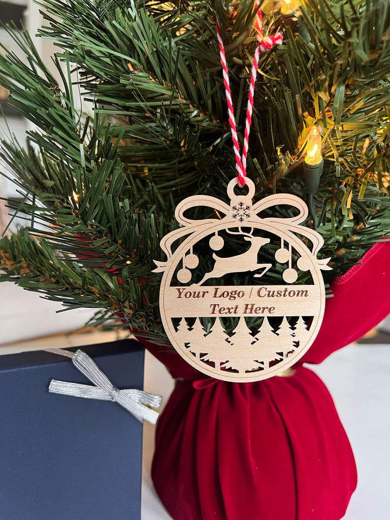 Reindeer & Trees Wood Ornament