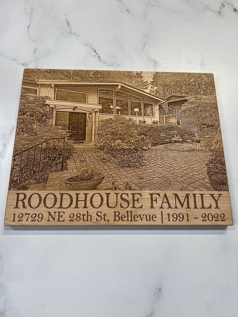 Personalized Cutting Board w/ engraved picture- 14x11